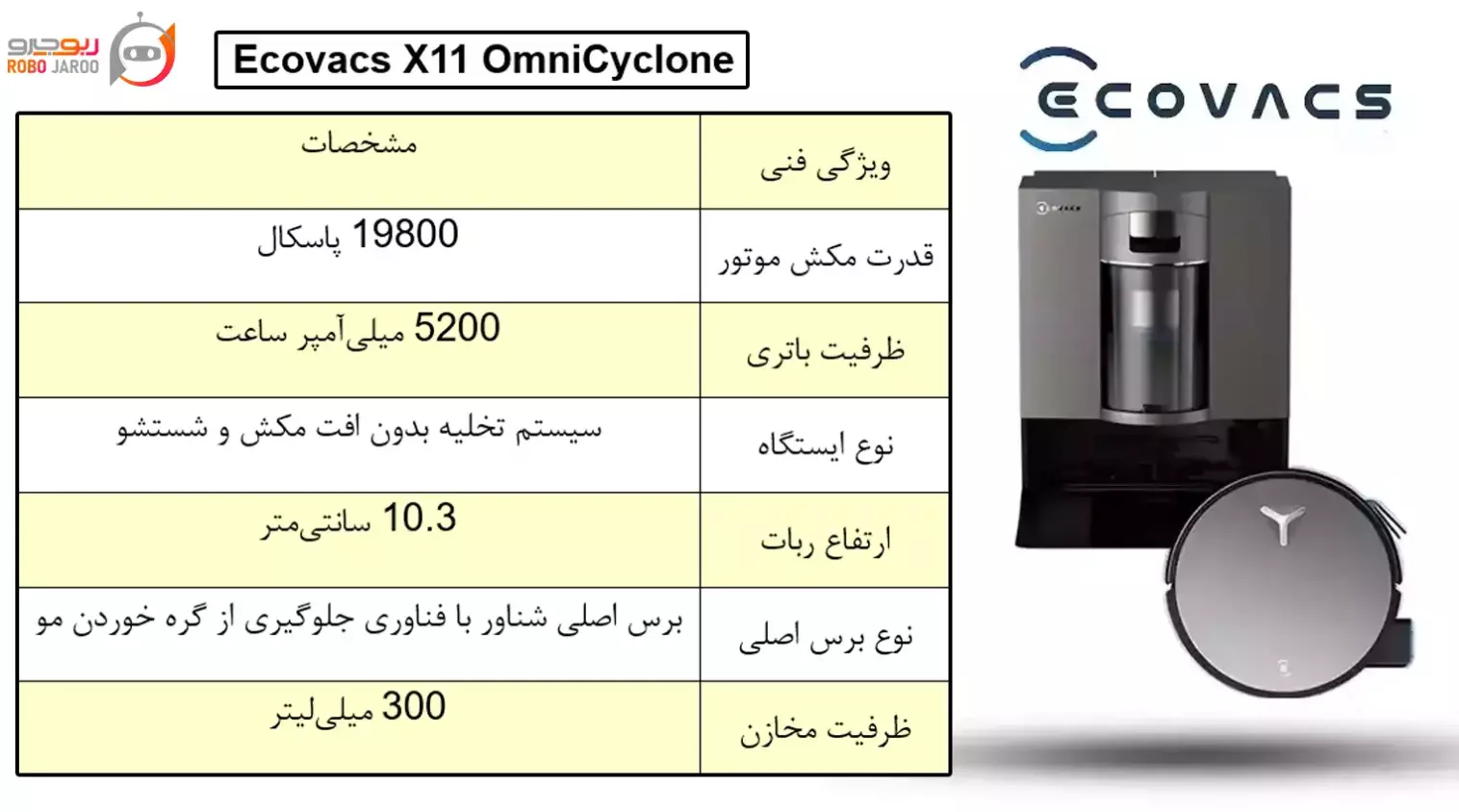 جارو رباتیک Ecovacs Deebot X11 OmniCyclone